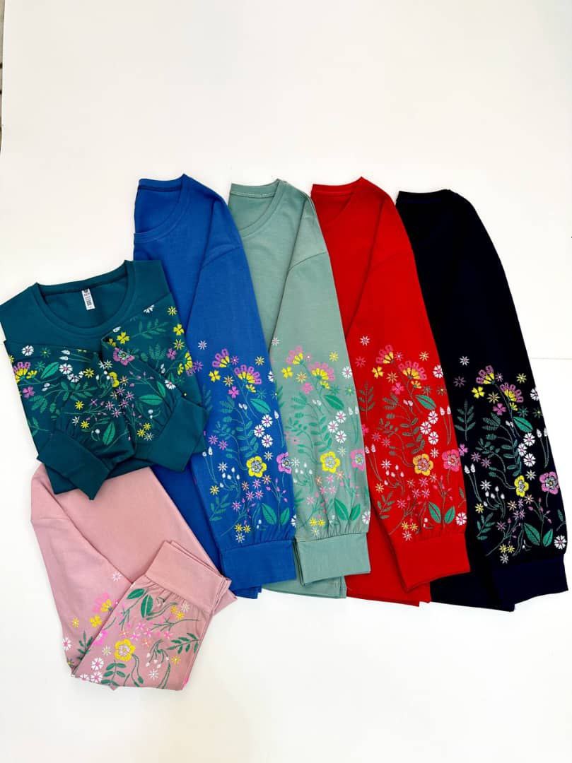 بلوز آستین بلند زنانه چاپ گلدار پفکی نخ پنبه سوپر