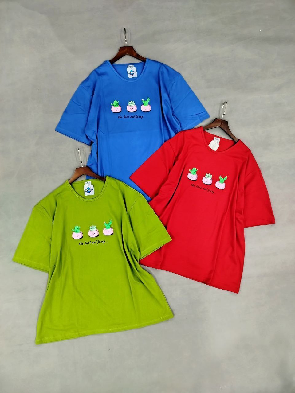 تیشرت زنانه قواره رستمی پنج ایکس      طرح کاکتوس نخ پنبه ۱۰۰٪  سایز ۳۸ تا ۵۶