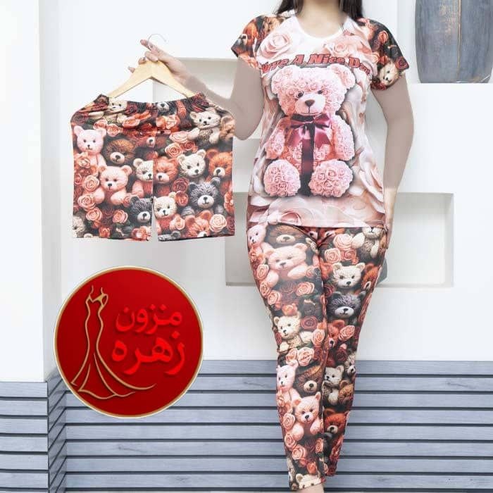 سه‌ تیکه راحتی زنانه و دخترانه  تیشرت  شلوار  شلوارک  فلامنت ترک نرم و لطیف