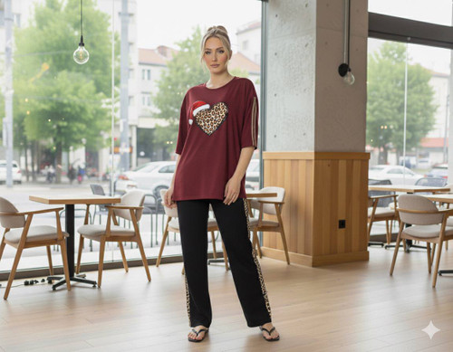 تیشرت شلوار زنانه طرح قلب