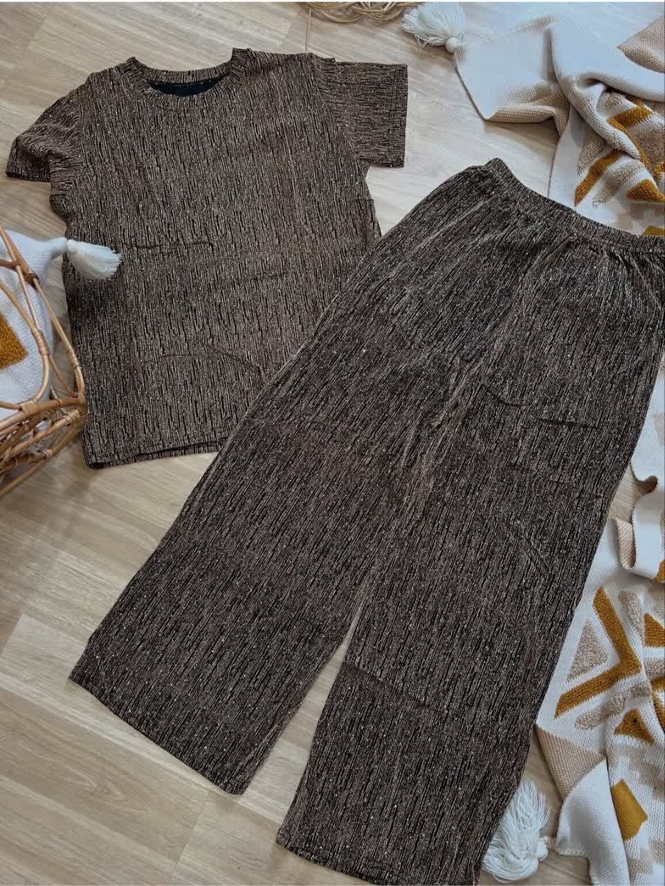 تیشرت شلوار لمه نگین دارفری سایز مناسب ۳۶ تا ۴۶ بدون ریزش نگین